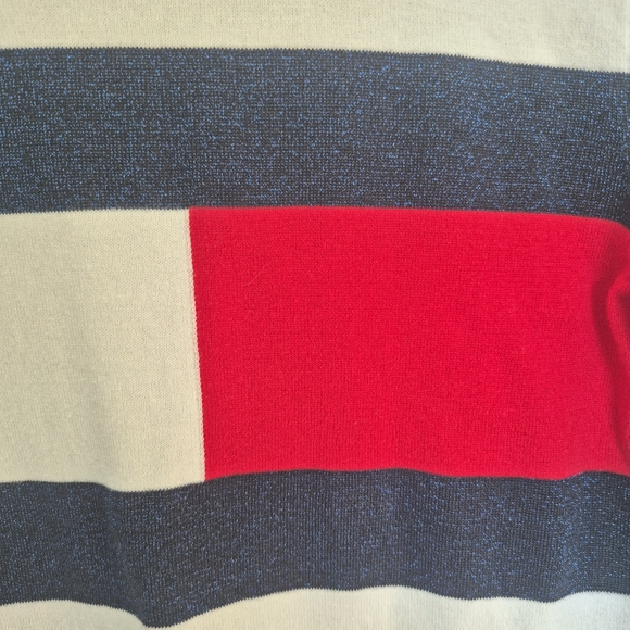 Tommy Hilfiger Women's Preppy White Logo Stripe Turtleneck Sweater Size XS/S - Picture 3 of 8